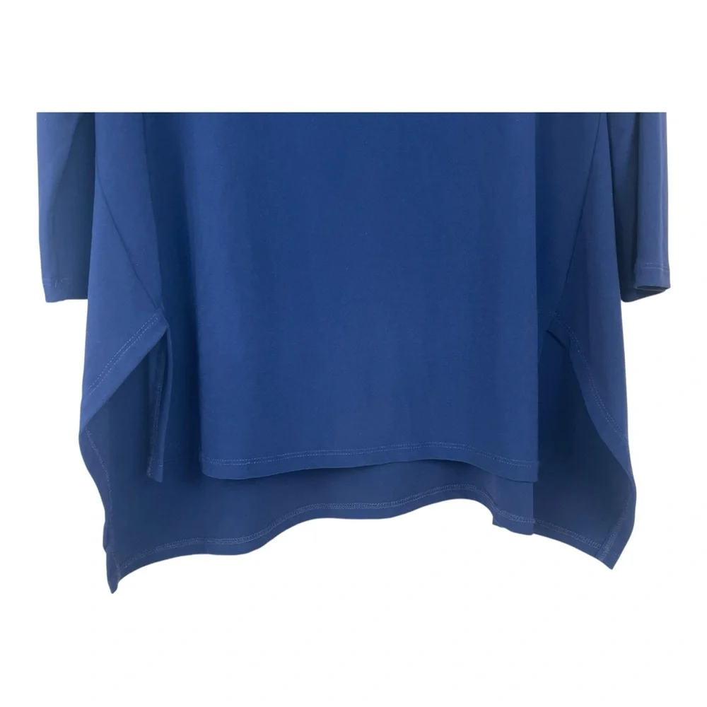 Clara Sun Woo Medium Tunic Top Blouse Blue Artsy Art To Wear 3/4 Sleeve - Picture 3 of 9